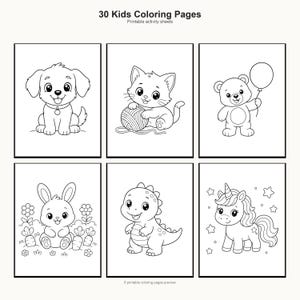 Kids Coloring Pages | Animals, Princess, Vehicles (Digital Download) preview 3