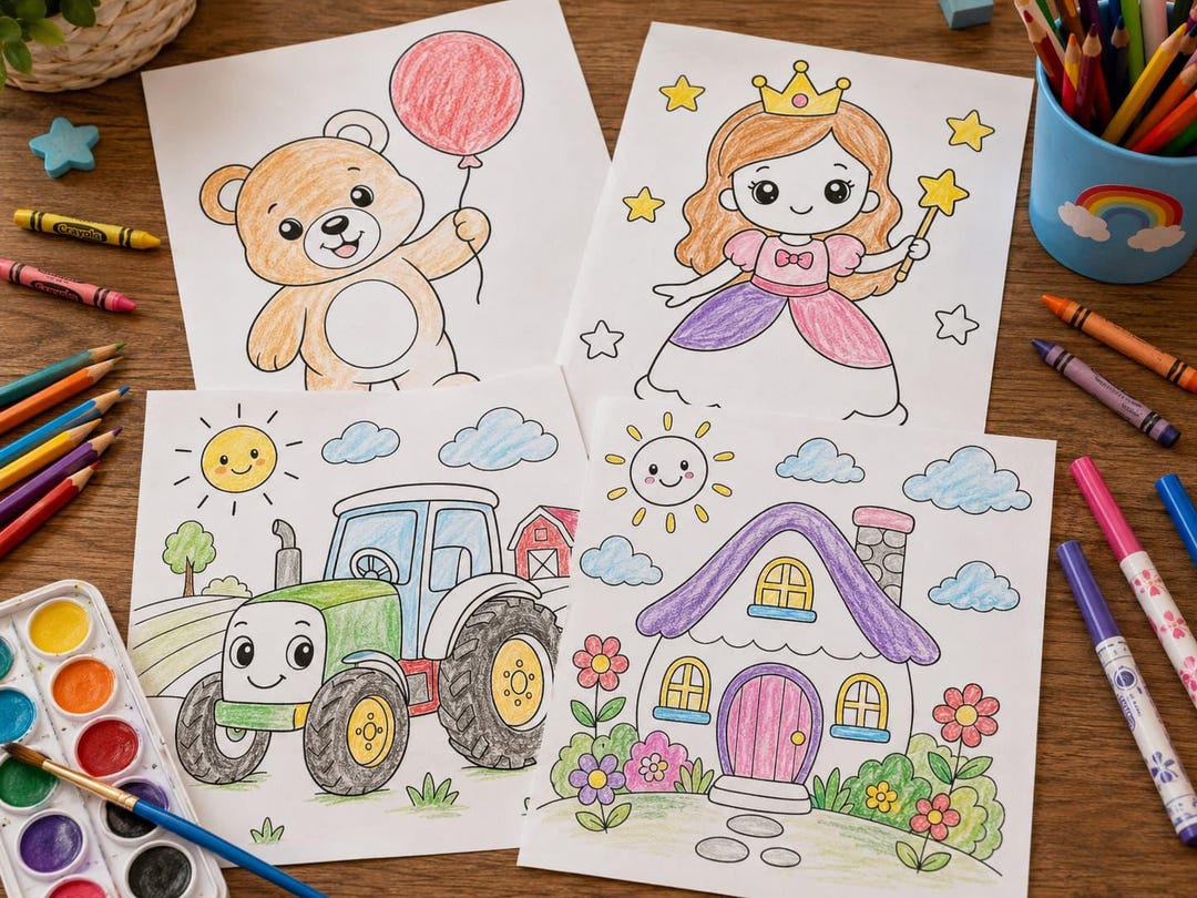 Kids Coloring Pages | Animals, Princess, Vehicles (Digital Download)