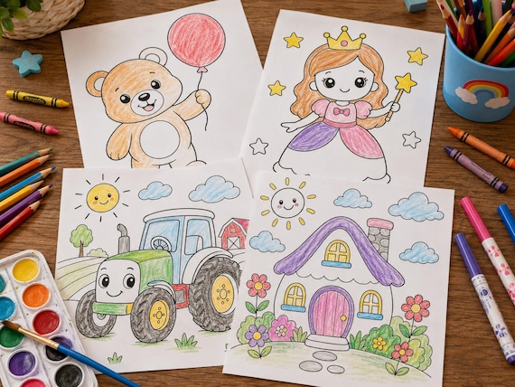 Kids Coloring Pages | Animals, Princess, Vehicles (Digital Download)