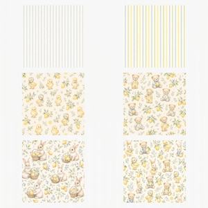 Watercolor Baby Animals Lemon Garden Digital Paper (Digital Download) preview 6
