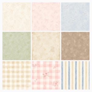 Neutral Heirloom Nursery Digital Papers Bundle, Teddy Bear Bunny Watercolor (Digital Download) preview 2