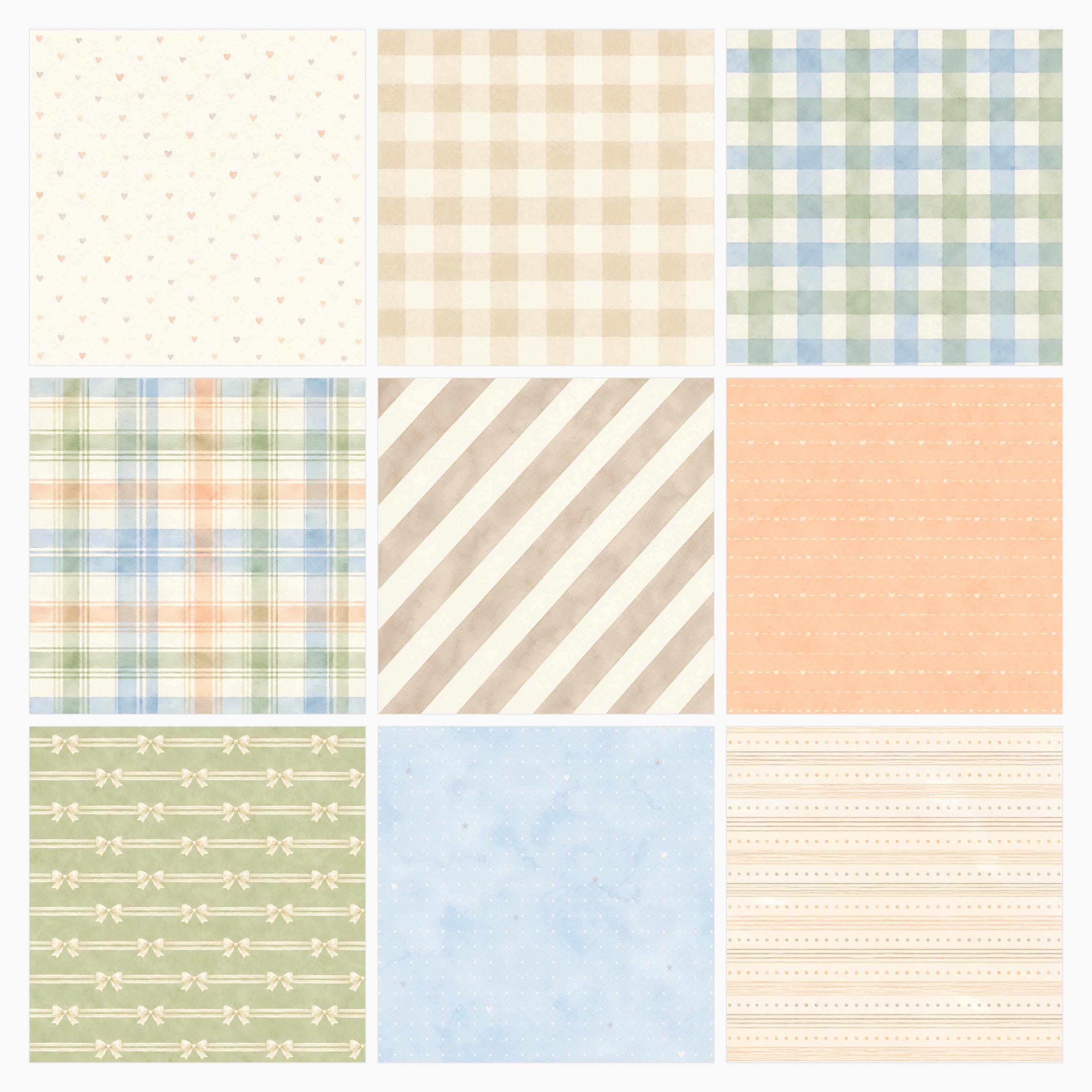 Soft Pastel Watercolor Digital Paper Bundle, 40 Sage Peach Blue Patterns (Digital Download) paper preview 3