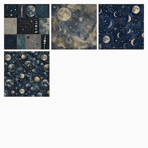 Celestial Digital Paper Pack, Earth Moon Planets Scrapbook Backgrounds (Digital Download) preview 6