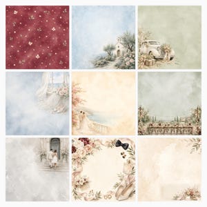 Blush Garden Wedding Digital Scrapbook Papers, Floral Die Cuts, Journal Cards (Digital Download) preview 5