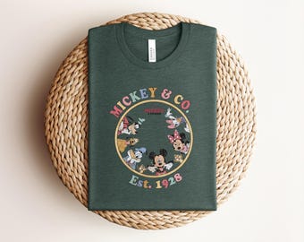 Retro Mickey And Co Shirt, Vintage Disney Friends Tee, Disneyland Family Vacation T-shirt, Cute Mickey Est 1928 Graphic Apparel