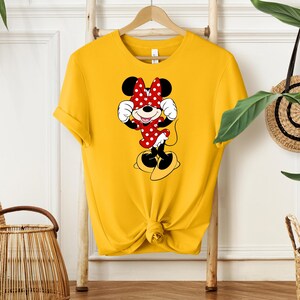 Cute Minnie Mouse Shirt, Vintage Minnie Bow Tee, Disney Vacation Tan Shirt, Retro Cartoon Graphic Tee, Gift for Disney Lovers, Minnie Outfit image 4