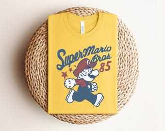 Super Mario Bros 85 Shirt Vintage Mario Tee Retro Gaming Tshirt Cute Gamer Gift Gaming Family Vacation Matching Group Shirts