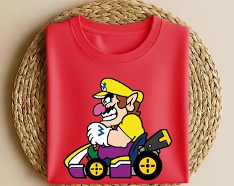 Wario T-Shirt, Retro Gaming Graphic Tee, Mario Kart Shirt, Gamer Gift Idea, Vintage 90s Gaming Top, Wario Shirt