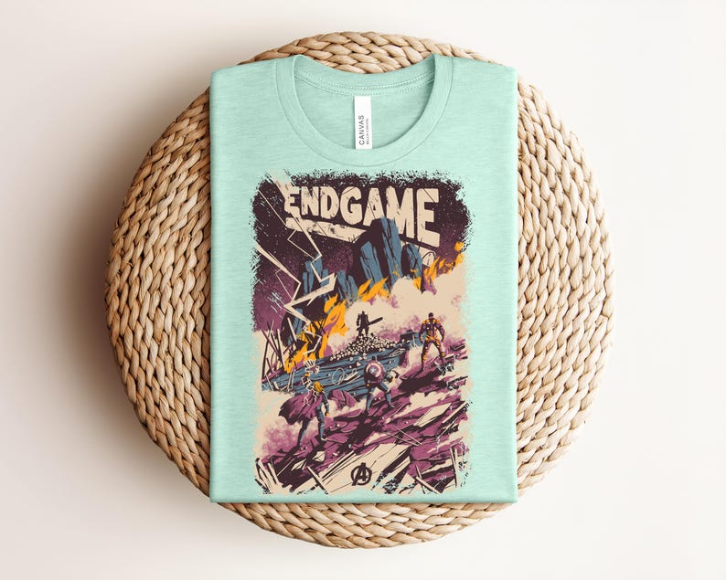 Avengers Endgame Shirt, Retro Superhero Tee, Captain America Thor Iron Man Thanos Graphic, Marvel Fan Gift, Prism Natural Apparel immagine 1