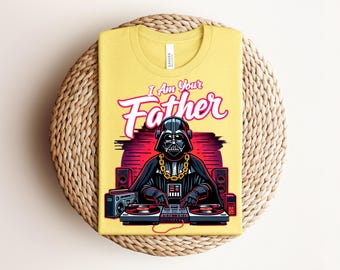 DJ Darth Vader T-Shirt, I Am Your Father Graphic Tee, Heather Prism Lilac Star Wars Music Shirt, Funny Sith Lord Hip Hop Top