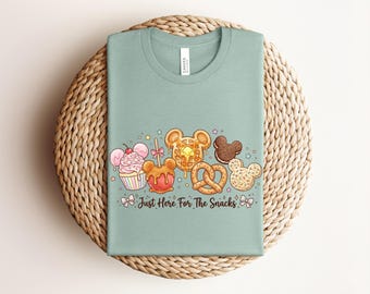 Disney Snacks Shirt Just Here For The Snacks Tee Mickey Waffle Pretzel Ice Cream Tshirt Disney Trip 2026 Family Vacation Matching Shirts