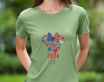 Camiseta Disney Mommy 2026, Camiseta patriótica de Minnie Mouse del 250 aniversario de EE. UU., Camiseta de viaje de vacaciones familiares 2026, Camiseta a juego para mamá del 4 de julio