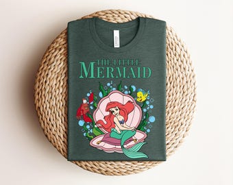 Little Mermaid Shirt, Ariel Flounder Tee, Disney Trip 2026, Family Vacation, Retro Princess Graphic Shirt, Heather Prism Lilac Tee