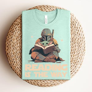 Reading Is The Way Shirt, Retro Baby Yoda Teacher Tee, Cute Mandalorian Grogu T-shirt, Vintage Book Lover Star War Graphic Apparel image 3