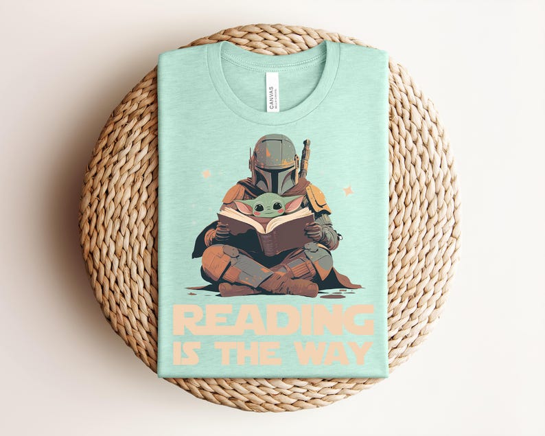 Reading Is The Way Shirt, Retro Baby Yoda Teacher Tee, Cute Mandalorian Grogu T-shirt, Vintage Book Lover Star War Graphic Apparel image 3