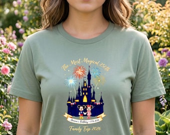 Camiseta del viaje familiar número 250 más mágico de 2026, camiseta del cumpleaños de Estados Unidos en el Castillo de Disney, camiseta de Mickey y Minnie con fuegos artificiales patrióticos, 1776-2026
