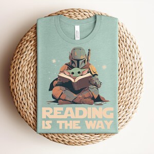 Reading Is The Way Shirt, Retro Baby Yoda Teacher Tee, Cute Mandalorian Grogu T-shirt, Vintage Book Lover Star War Graphic Apparel image 6