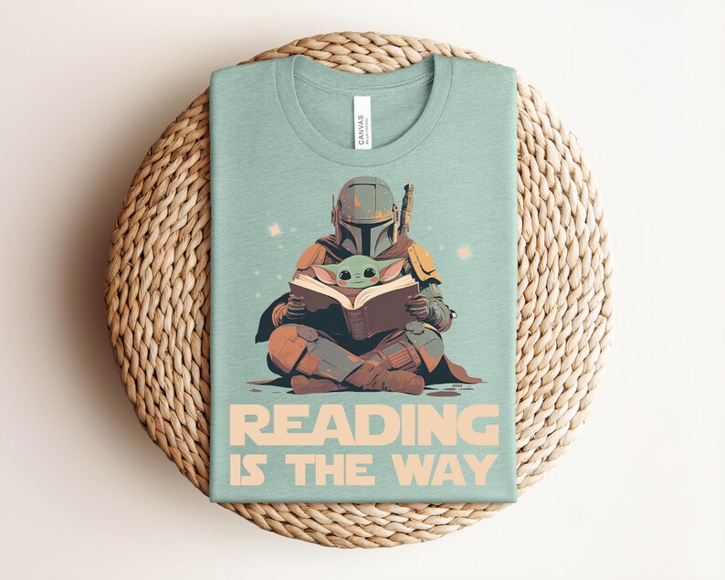 Reading Is The Way Shirt, Retro Baby Yoda Teacher Tee, Cute Mandalorian Grogu T-shirt, Vintage Book Lover Star War Graphic Apparel image 6