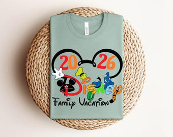 Disney Family Vacation 2026 Shirt Mickey Ears Tee Disneyland Trip Tshirt Disney World Bound Group Matching Shirts Custom Disney Apparel