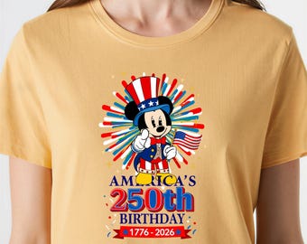 Camiseta de Mickey Mouse del 250 aniversario de EE. UU., camiseta gráfica patriótica de Disney 1776-2026, camiseta de Mickey con la bandera estadounidense, prenda para la celebración del 4 de julio.