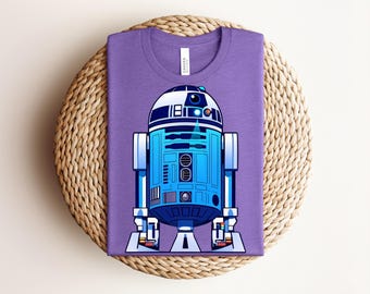 Classic R2D2 Droid T-Shirt, Retro Space Robot Graphic Tee, Vintage Sci-Fi Blue Astromech Shirt, Cute Movie Galaxy Top, Geeky Custom Gift