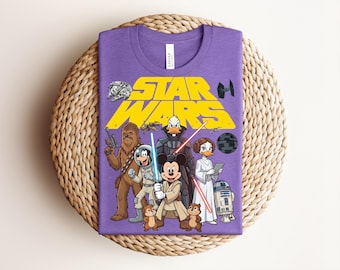 Disney Star Wars Shirt Mickey Jedi Tee Donald Vader Tshirt Disney Trip 2026 Family Vacation Tee Cute Chewbacca Goofy Matching Shirts Yellow