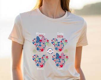 Camiseta de vacaciones familiares patrióticas 2026, camiseta a juego del 4 de julio, 250 aniversario de Estados Unidos, mamá, papá, hermano, hermana, atuendo para parque temático de EE. UU.