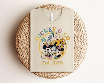 Retro Mickey And Co Shirt, Vintage Disney Friends Tee, Disneyland Family Vacation T-shirt, Cute Mickey Est 1928 Graphic Apparel