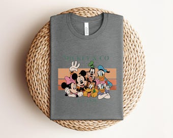 Retro Mickey And Co Shirt, Vintage Disney Friends Tee, Disneyland Family Vacation T-shirt, Mickey Est 1928 Retro Stripe Apparel