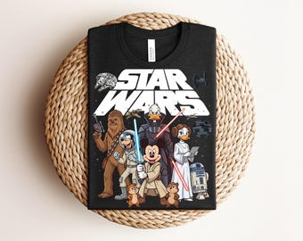 Disney Star Wars Shirt Mickey Jedi Tee Donald Vader Tshirt Disney Trip 2026 Family Vacation Tee Cute Chewbacca Goofy Matching Shirts