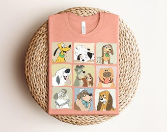 Retro Disney Dogs Shirt, Vintage Disney Dog Character Tee, Cute Disney Vacation T-shirt, Lady And Tramp Pluto Graphic Apparel