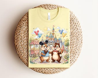 Disney Chip and Dale Shirt Cute Castle Tee Magic Treats Popcorn Ice Cream Tshirt Disney Trip 2026 Family Vacation Group Matching Shirts