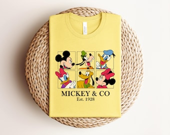 Retro Mickey And Co Shirt, Vintage Disney Friends Tee, Disneyland Family Vacation T-shirt, Cute Mickey Est 1928 Graphic Apparel