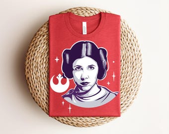 Princess Leia T-Shirt, Classic Rebel Portrait Tee, Retro Space Sci-Fi Graphic Shirt, Minimalist Galaxy Top, Vintage Movie Outfit