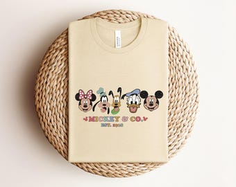 Mickey and Co Shirt, Disney Friends Face Tee, Mickey Minnie Donald Goofy Pluto Graphic, Disney Trip 2026, Family Vacation, Heather Forest