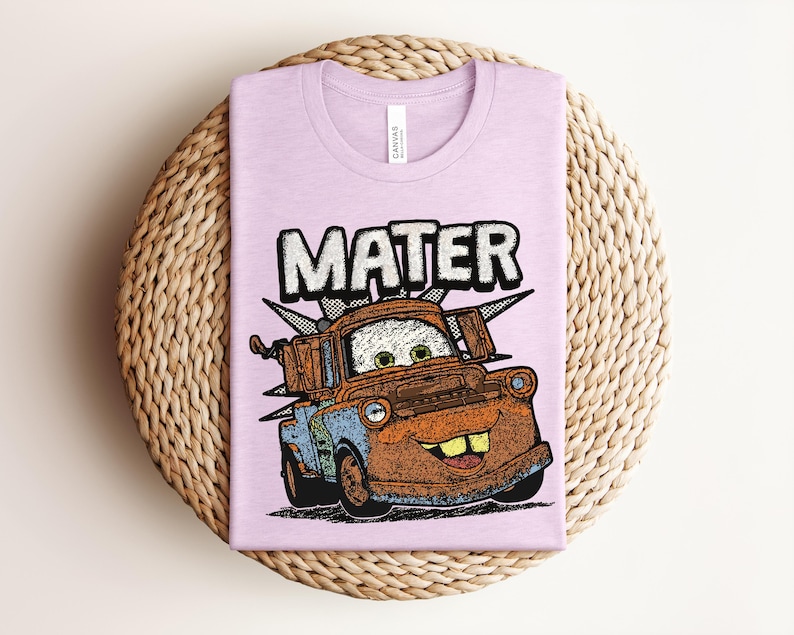 Tow Mater Shirt, Pixar Cars Tee, Disney Trip 2026, Family Vacation, Retro Radiator Springs Racing Graphic Shirt, Heather Prism Lilac Tee image 3