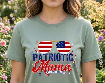 Camiseta patriótica para mamá, camiseta de EE. UU. 250 años desde 1776, camiseta de mamá con gafas de sol y bandera estadounidense, regalo para mamá del 4 de julio del 2026