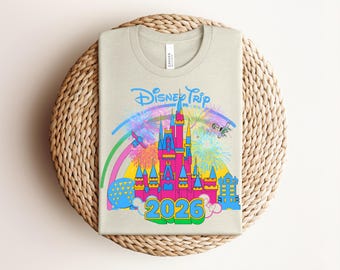 Disney Trip 2026 PNG, Family Vacation Matching Shirt Design, Magical Castle Fireworks Sublimation, Retro Style Trip Graphic