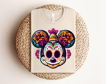 Camiseta de Mickey Mouse del Día de Muertos, Camiseta de Halloween de Disney con calavera de azúcar, Camiseta gráfica del Día de los Muertos, Fiesta Floral