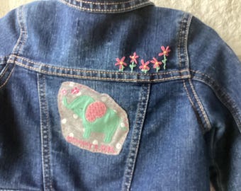 Chaqueta vaquera infantil con estampado de elefante (12-1 meses).