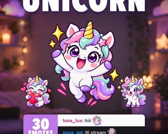 Discord用ユニコーンTwitchエモート｜サブスクライバーバッジ30個パック＋チャンネルポイント