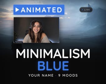 Minimalism Blue Stream Overlay for Twitch OBS | Scenes Alerts Panels Stinger