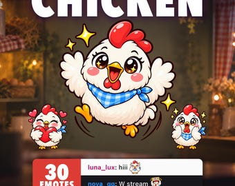 Discord用チキンTwitchエモート｜サブバッジとチャンネルポイント付き30個パック