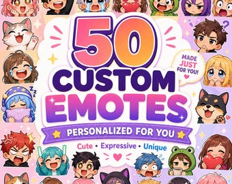 Pacchetto di emoticon personalizzate per Twitch | 50 emoticon personalizzate per Discord in 1-3 giorni