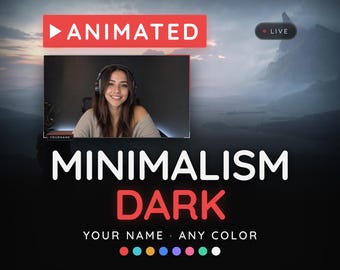 Minimalism Dark Stream Overlay for Twitch OBS | Scenes Alerts Panels Any Color