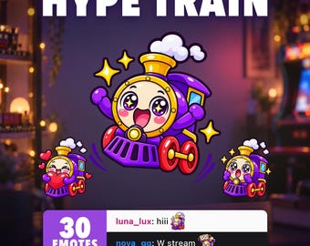 Hype Train Twitch Emotes for Discord | サブスクライバーバッジ30個パック + チャンネルポイント