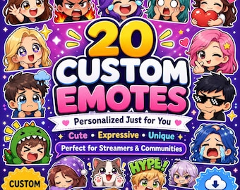 Custom Twitch Emote Pack | 20 Personalized Discord Emotes in 1-3 Days
