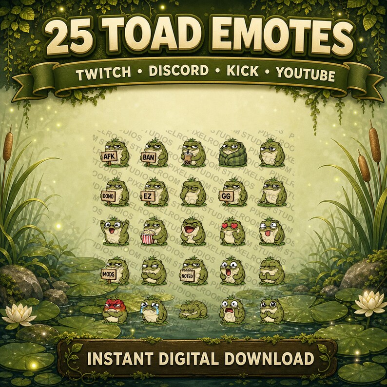 Toad Emote Pack för Twitch och Discord | 25 söta streamerreaktioner bild 2