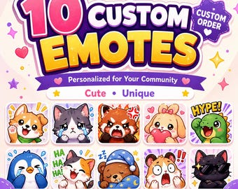 Custom Twitch Emote Pack | 10 Personalized Discord Emotes in 1-3 Days