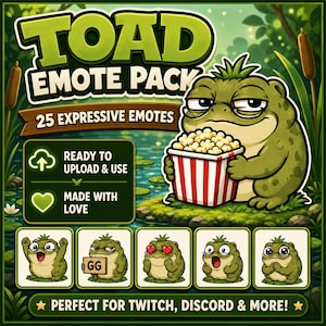 Toad Emote Pack för Twitch och Discord | 25 söta streamerreaktioner bild 1